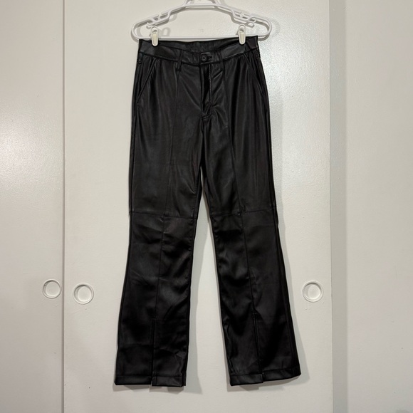 Kut From the Kloth Women’s Faux Leather Ellery Front Slit Flare Pants Size 4 - Picture 4 of 13